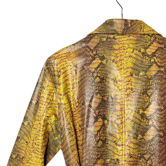 Vintage Buttons Snake Print Vegan Leather Retro Belted Women’s Blaxer Sz L - Picture 12 of 12